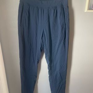 Lululemon M blue lined jogger pants sweatpants zippered pockets EUC